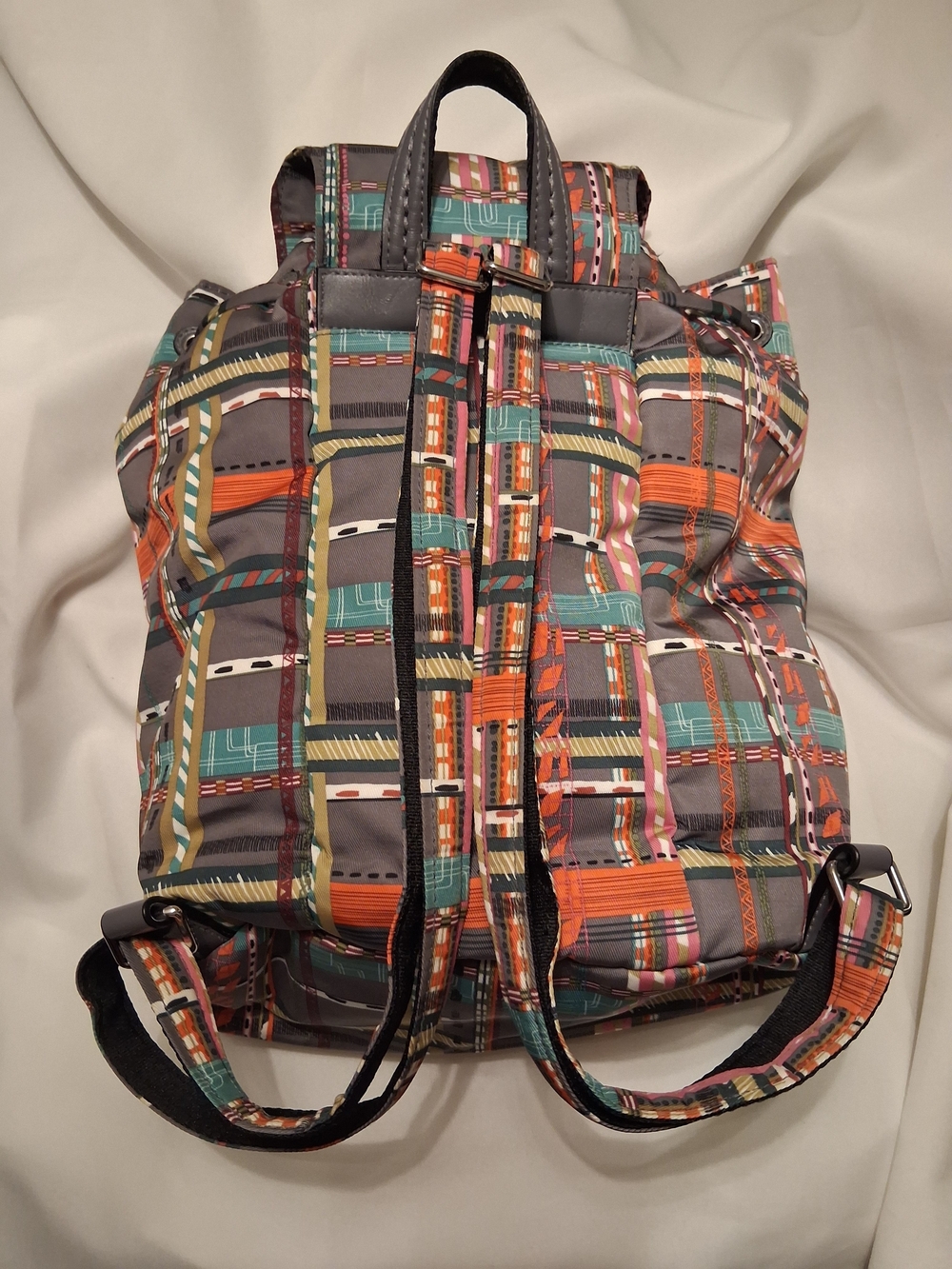 VERA BRADLEY Multicolor Plaid Print Drawstring Backpack - Style: Midtown Cargo - Picture 3 of 14